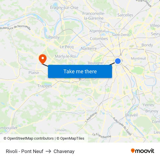 Rivoli - Pont Neuf to Chavenay map