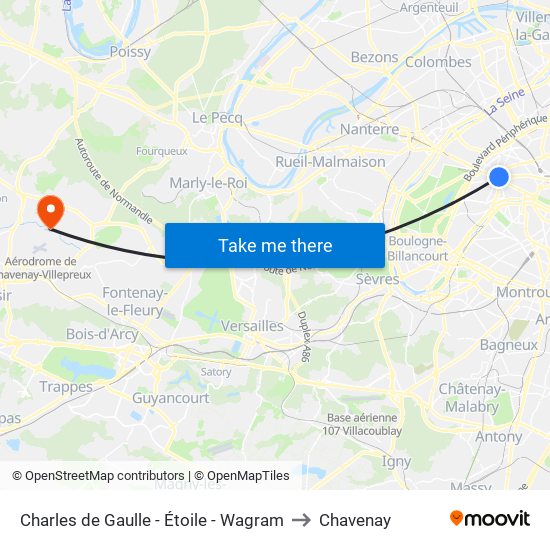Charles de Gaulle - Étoile - Wagram to Chavenay map