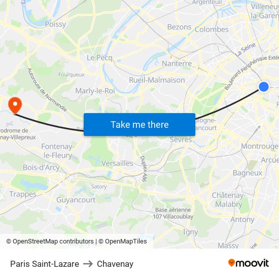 Paris Saint-Lazare to Chavenay map