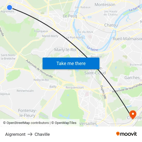 Aigremont to Chaville map