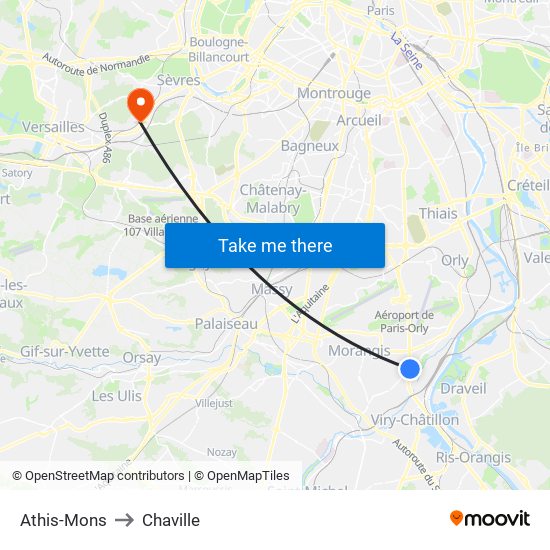 Athis-Mons to Chaville map