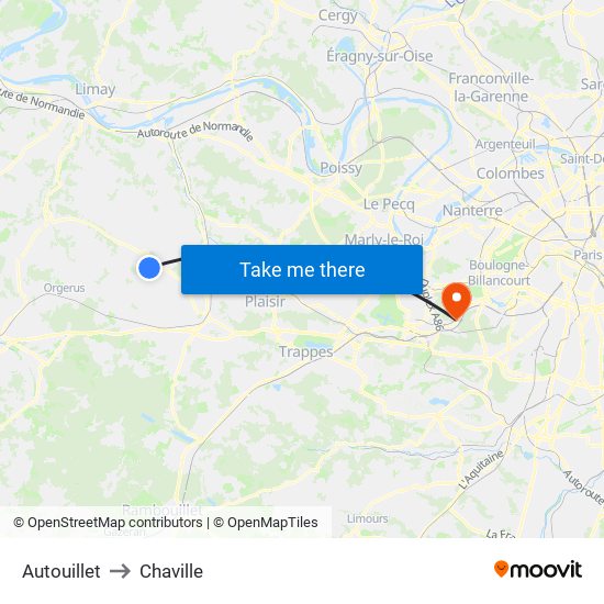 Autouillet to Chaville map