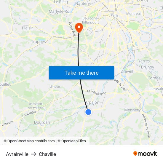 Avrainville to Chaville map