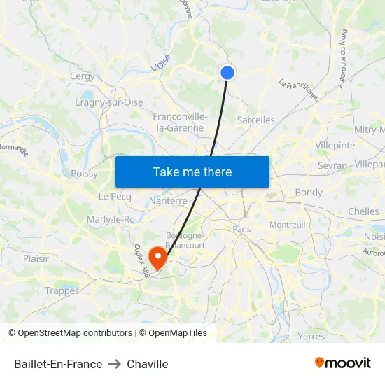 Baillet-En-France to Chaville map
