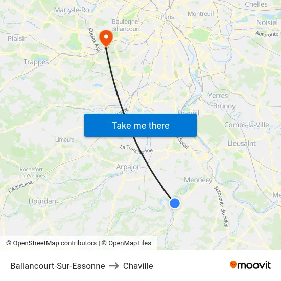 Ballancourt-Sur-Essonne to Chaville map