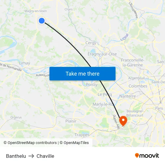 Banthelu to Chaville map