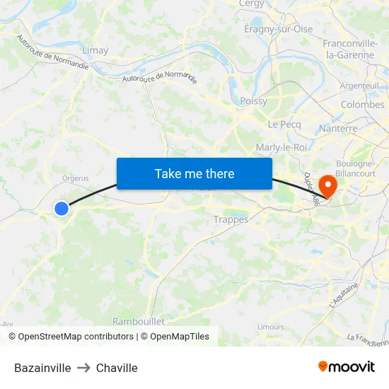 Bazainville to Chaville map
