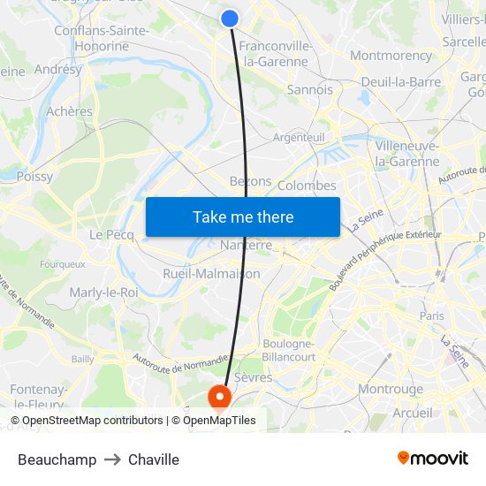 Beauchamp to Chaville map