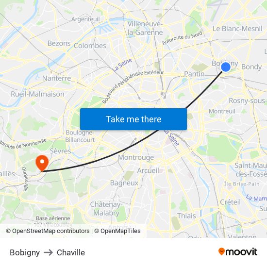 Bobigny to Chaville map