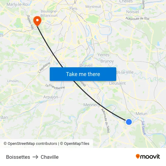 Boissettes to Chaville map