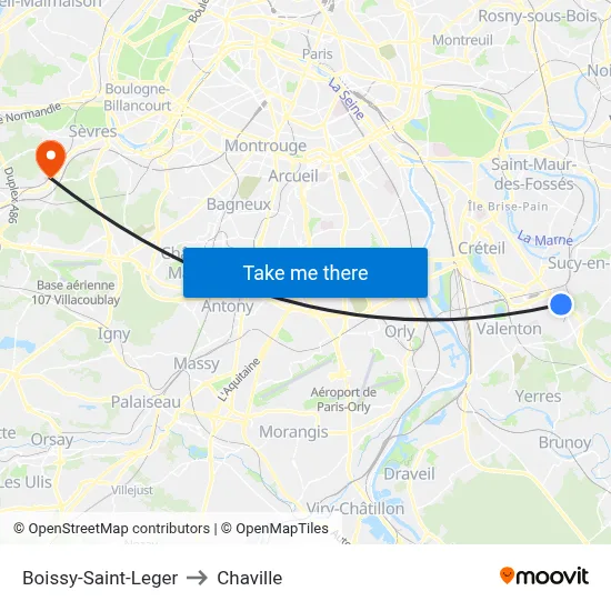 Boissy-Saint-Leger to Chaville map