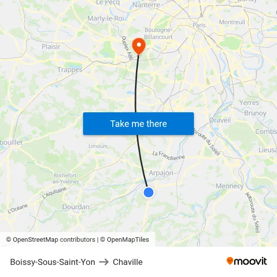 Boissy-Sous-Saint-Yon to Chaville map