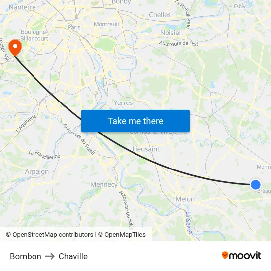 Bombon to Chaville map