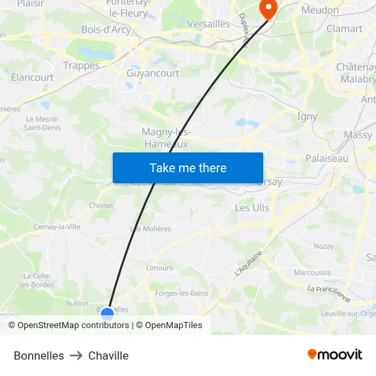 Bonnelles to Chaville map