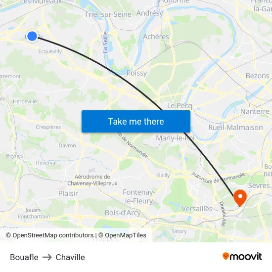 Bouafle to Chaville map
