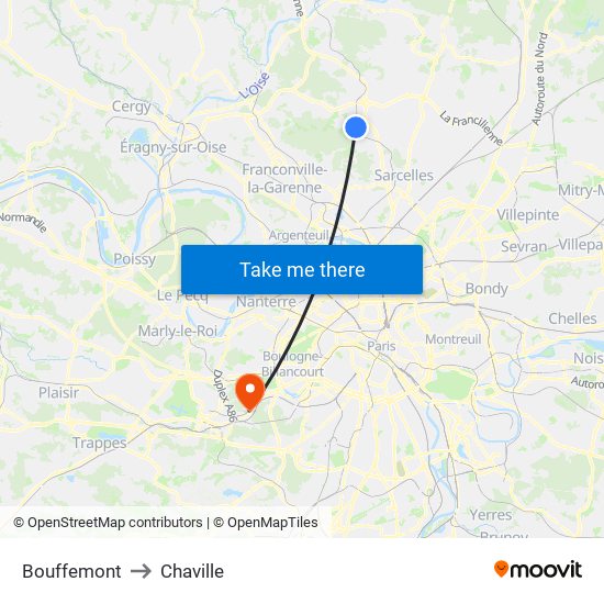 Bouffemont to Chaville map