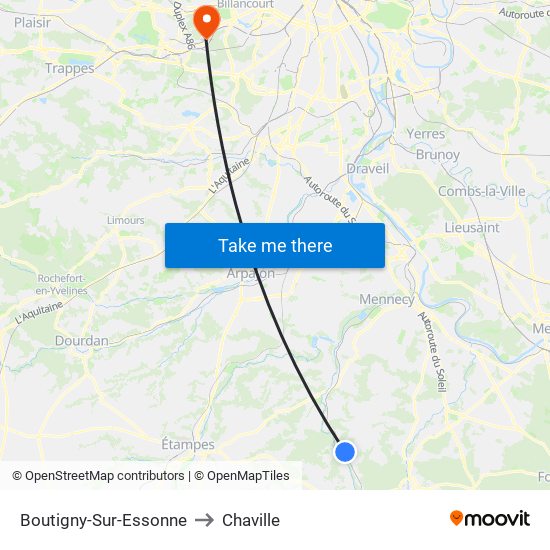 Boutigny-Sur-Essonne to Chaville map