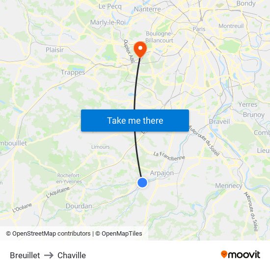 Breuillet to Chaville map