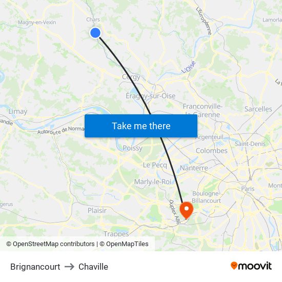 Brignancourt to Chaville map