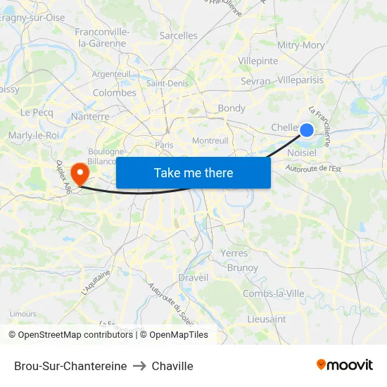 Brou-Sur-Chantereine to Chaville map