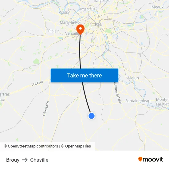 Brouy to Chaville map