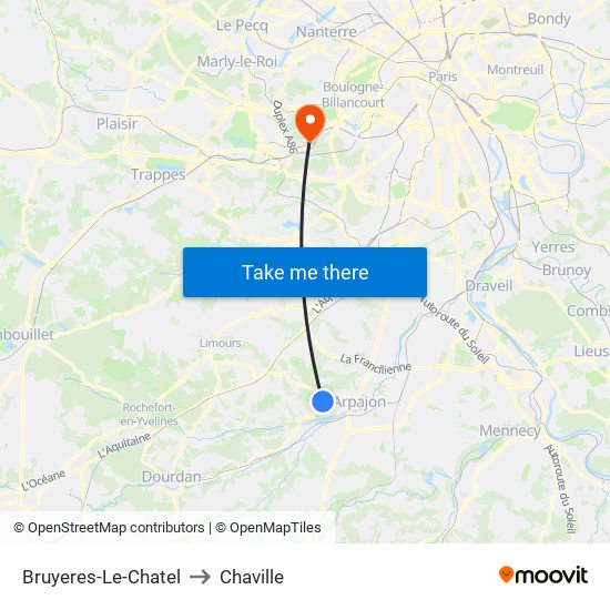 Bruyeres-Le-Chatel to Chaville map