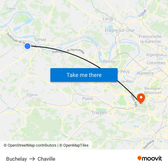 Buchelay to Chaville map