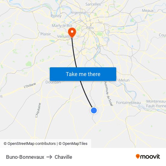 Buno-Bonnevaux to Chaville map