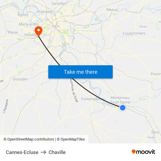 Cannes-Ecluse to Chaville map