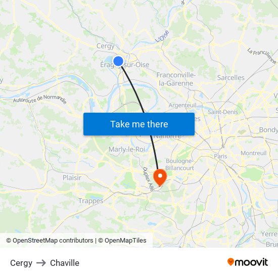 Cergy to Chaville map