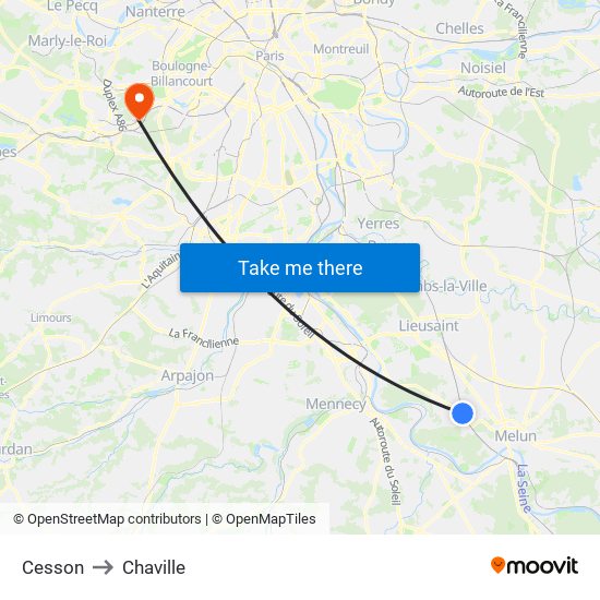 Cesson to Chaville map