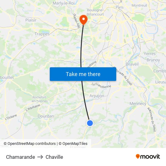 Chamarande to Chaville map