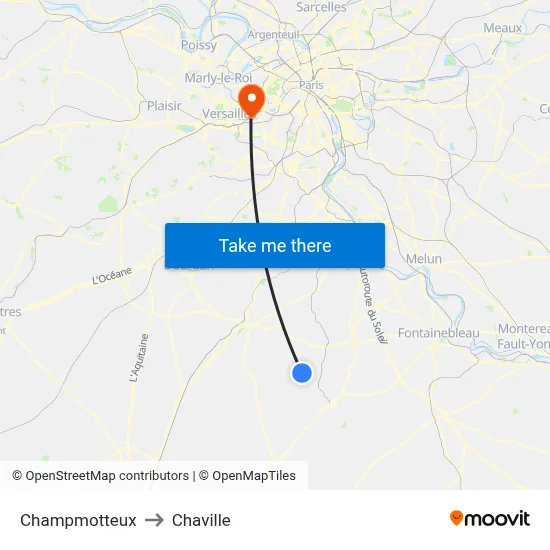 Champmotteux to Chaville map