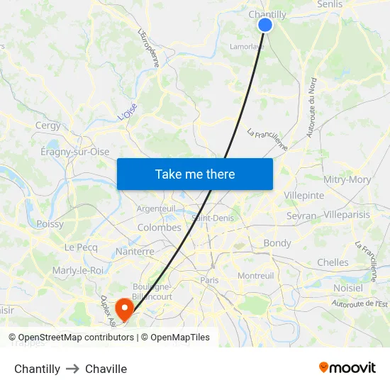 Chantilly to Chaville map