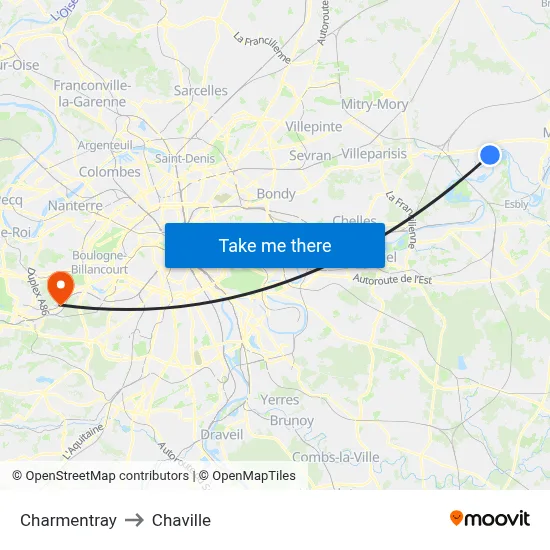 Charmentray to Chaville map