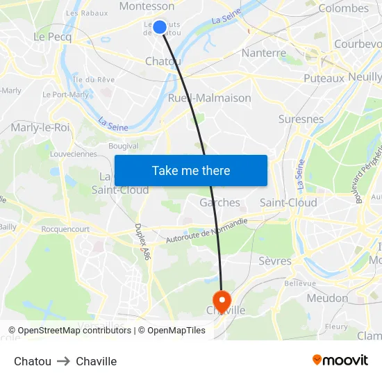 Chatou to Chaville map