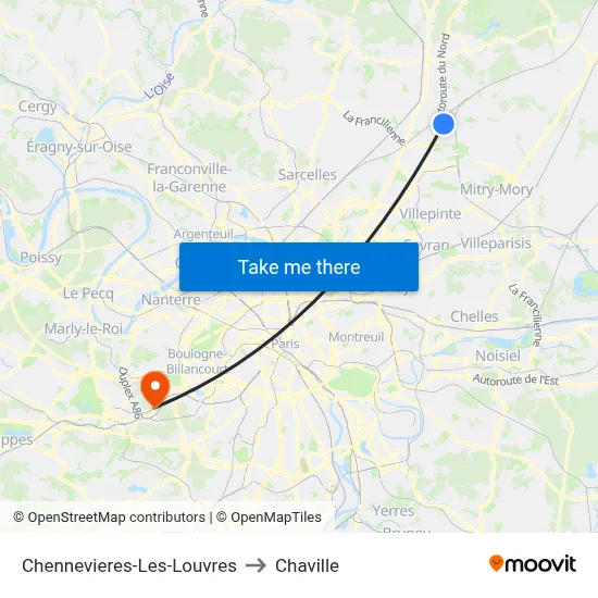 Chennevieres-Les-Louvres to Chaville map