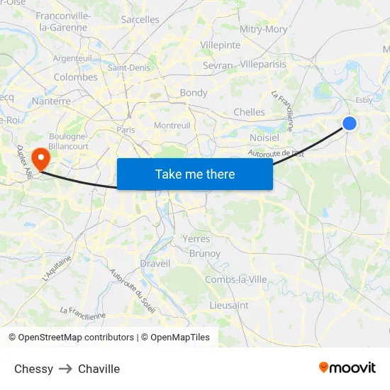 Chessy to Chaville map