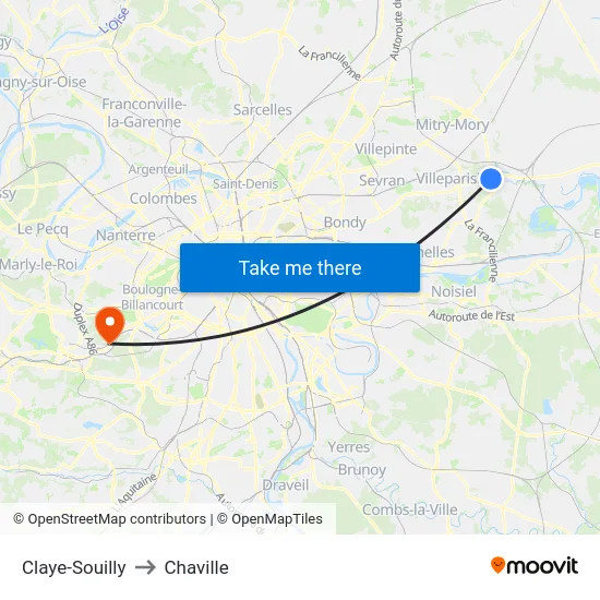 Claye-Souilly to Chaville map
