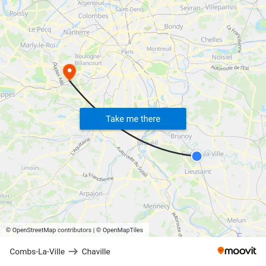Combs-La-Ville to Chaville map