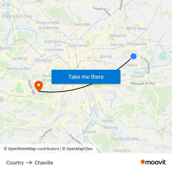 Courtry to Chaville map