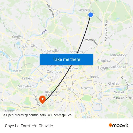 Coye-La-Foret to Chaville map