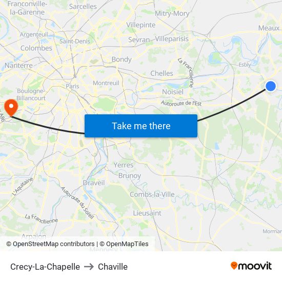 Crecy-La-Chapelle to Chaville map
