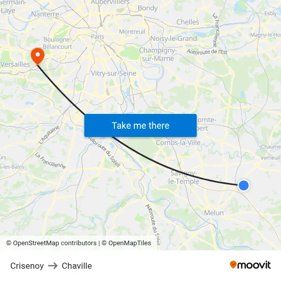 Crisenoy to Chaville map