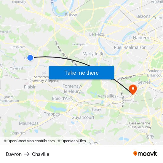 Davron to Chaville map
