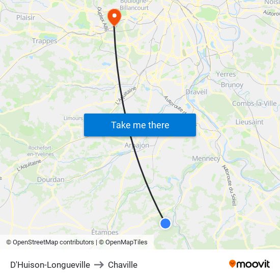 D'Huison-Longueville to Chaville map