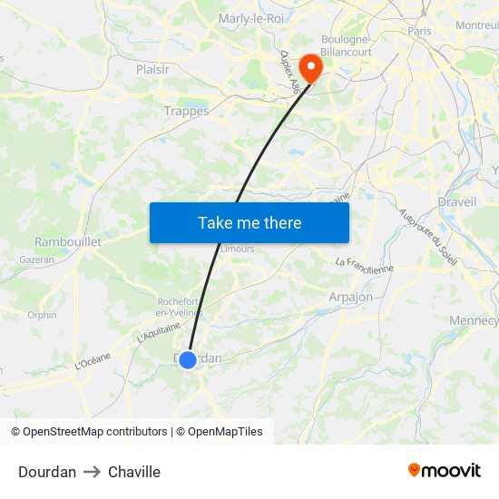 Dourdan to Chaville map