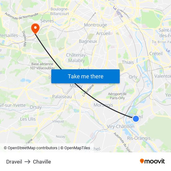 Draveil to Chaville map