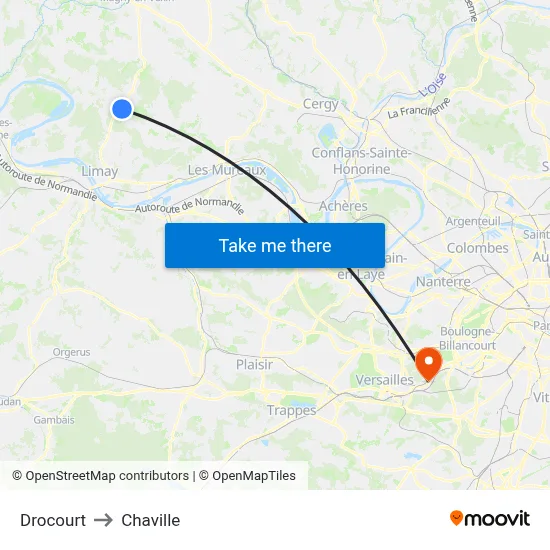 Drocourt to Chaville map