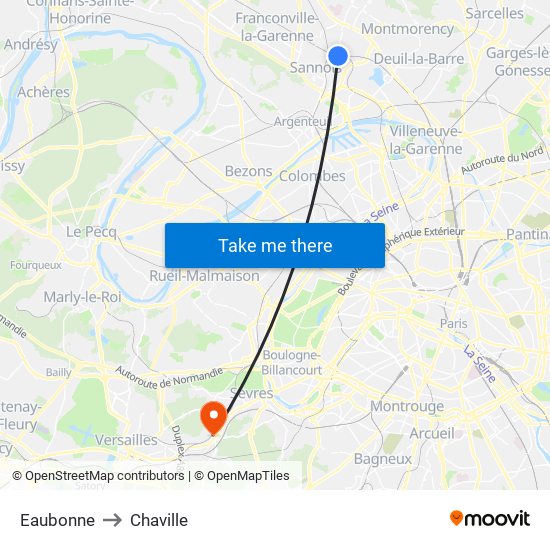 Eaubonne to Chaville map
